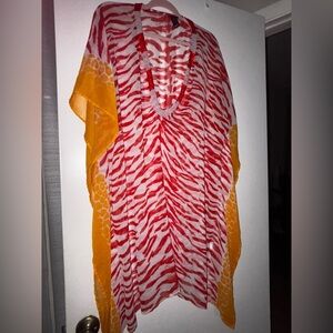 Red and Orange Zebra Print Kaftan
